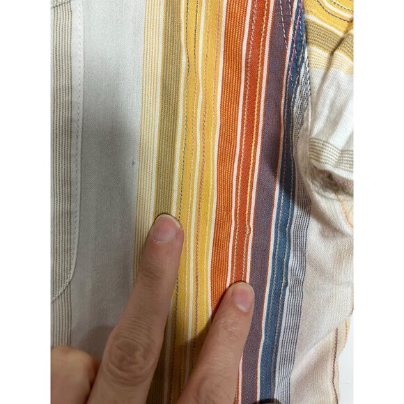 Mecca Striped Button-Up Short Sleeve Shirt Men's Large - Picture 7 of 9
